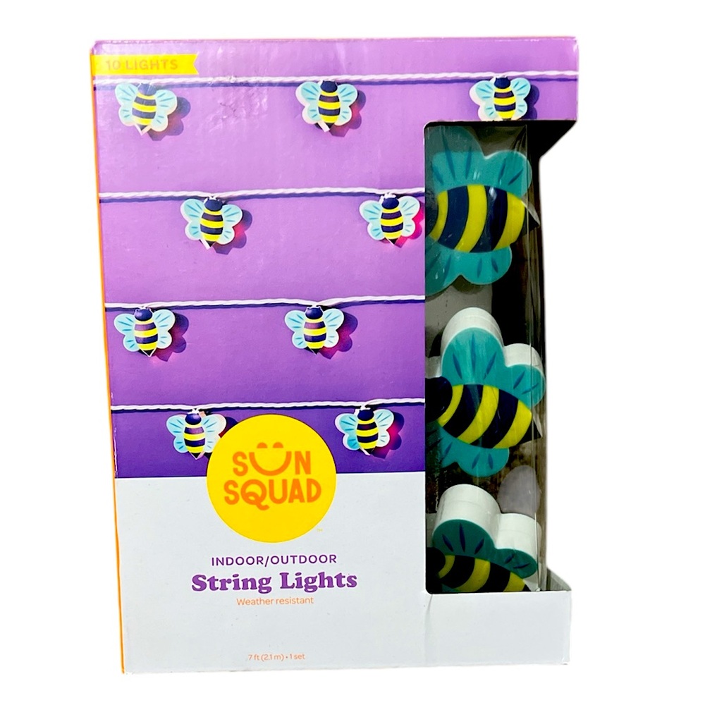Sun Squad indoor outdoor string lights bumblebees. NIP.